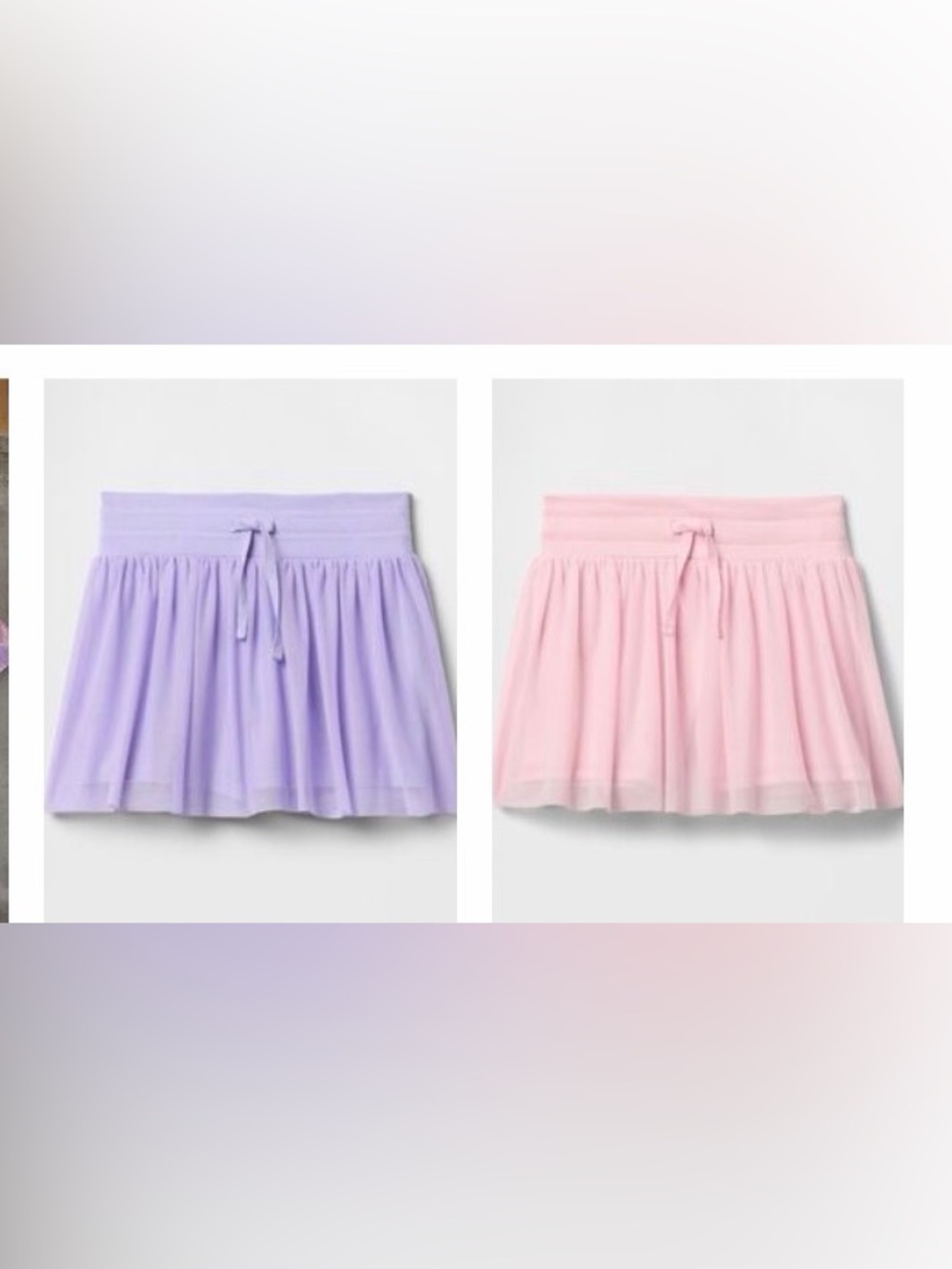 Bundle - Gap Light Pink & Purple Girl’s Mesh Mini Skorts with Drawstring Waist